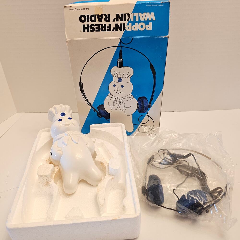Pillsbury Poppin Fresh Walkin Radio Doughboy Headphones Boxed Vintage 1985